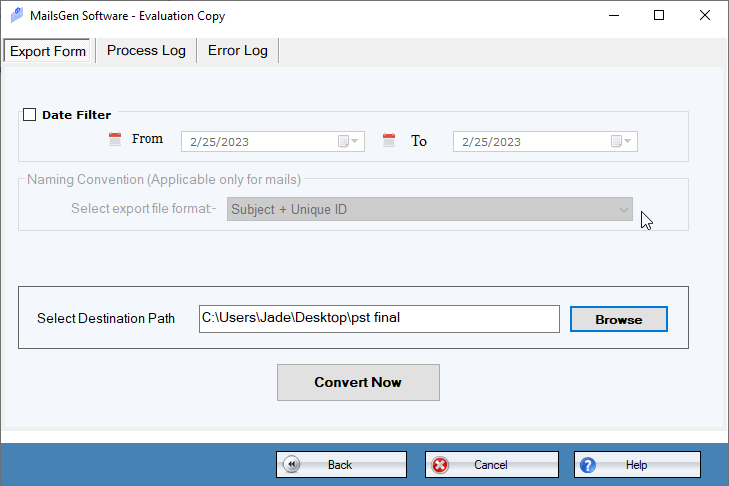 output file path