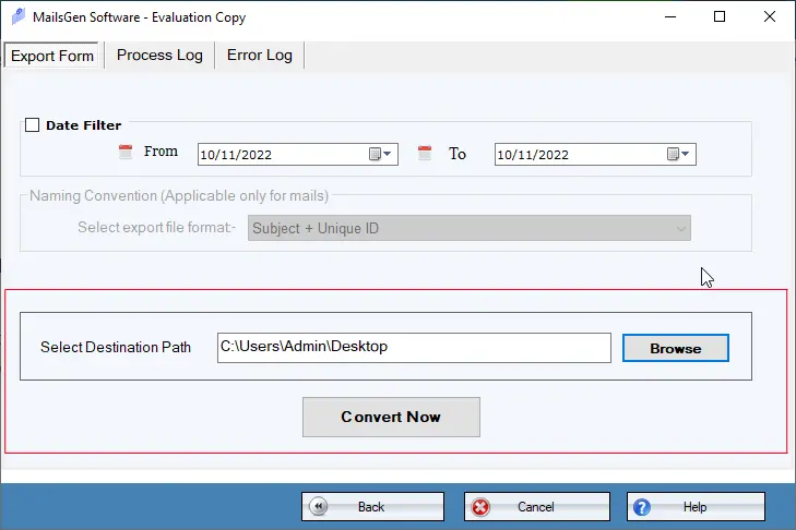 output file path