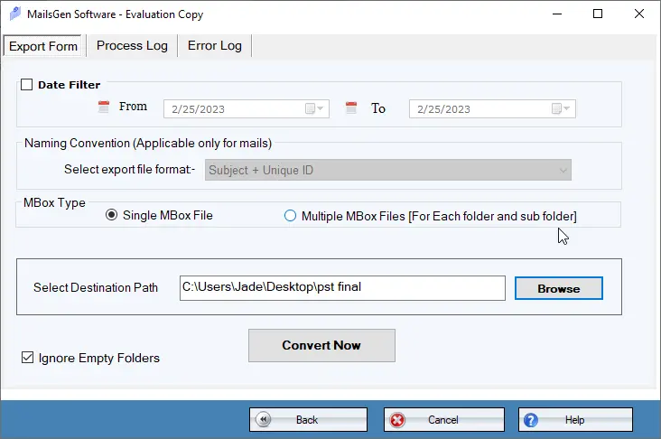 choose output location